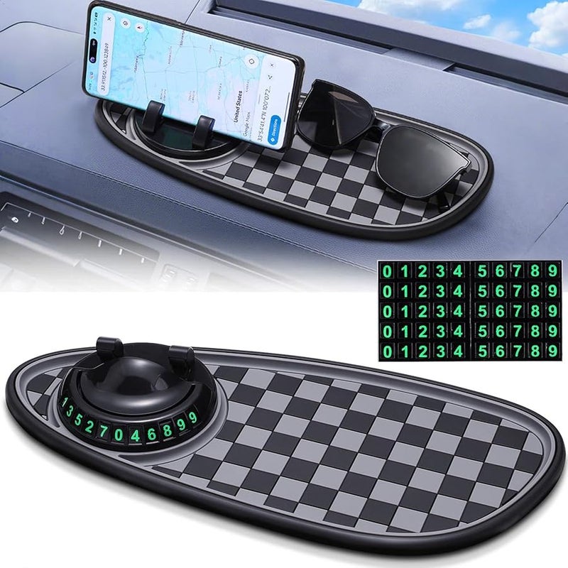 Black 4 In 1 Car Dashboard Anti Slip Mat Phone Holder 360 Degree Rotatable - Image 1
